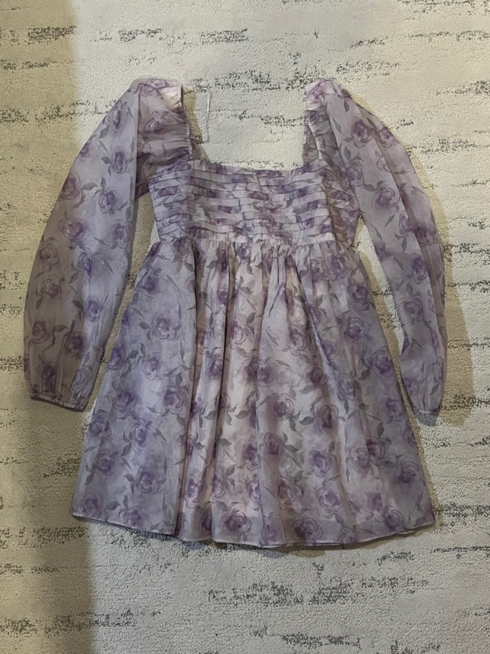 Audrey Parks and Francesca’s Lavender Roses Mini Dress